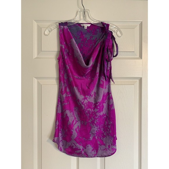 CAbi Top Size small Pink Purple Abstract Sleeveless Silk Blouse Career Dressy - Picture 3 of 15